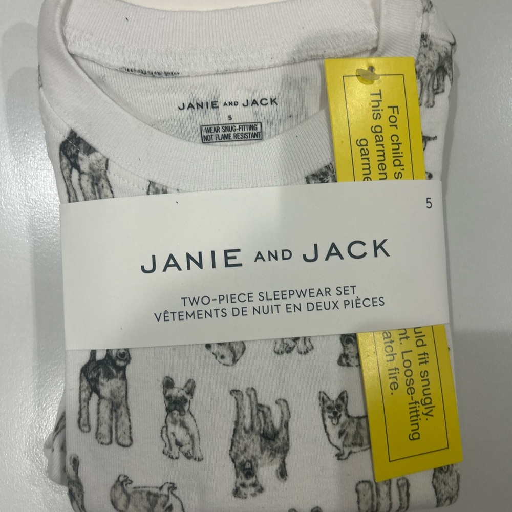 Janie and Jack White Pajama Set with Animal Print